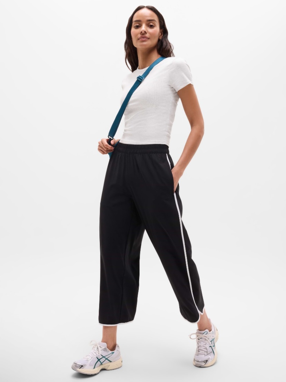Athleta signature rib crop tee fog grey heather